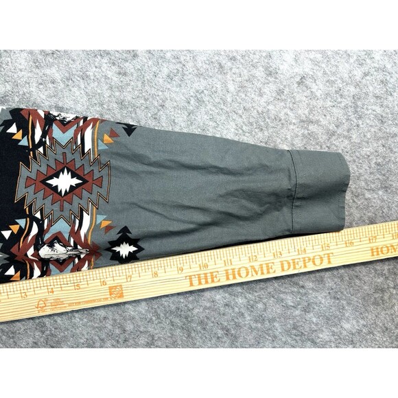 Panhandle Boys Western Rodeo Bull Skull Gray Snap Shirt Sz L 14 Long Sleeve - Picture 7 of 8